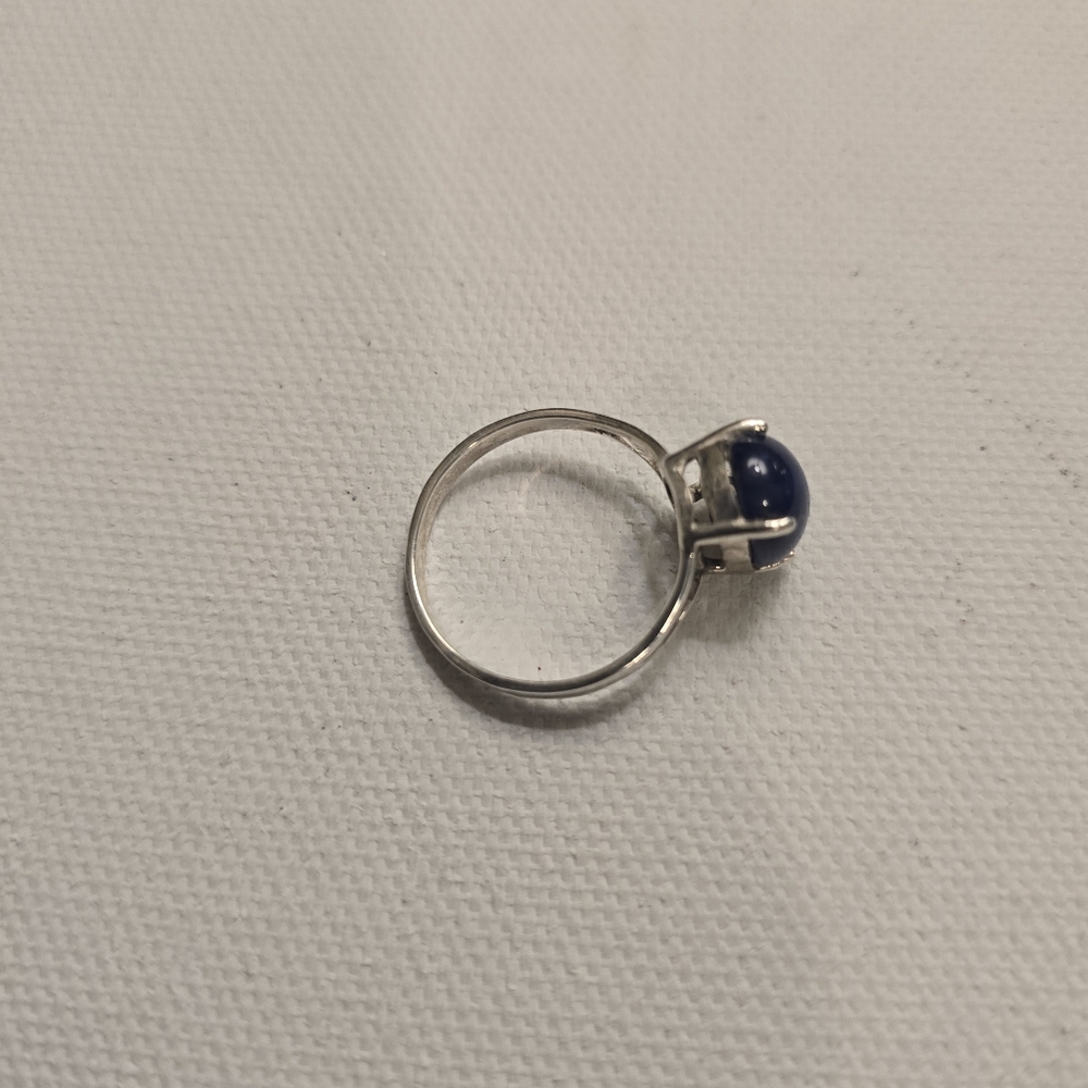 COSTUME JEWLERY Glamorous Lab Made Blue Star Sapphire On Silver Band Size 8.25 - Picture 7 of 13